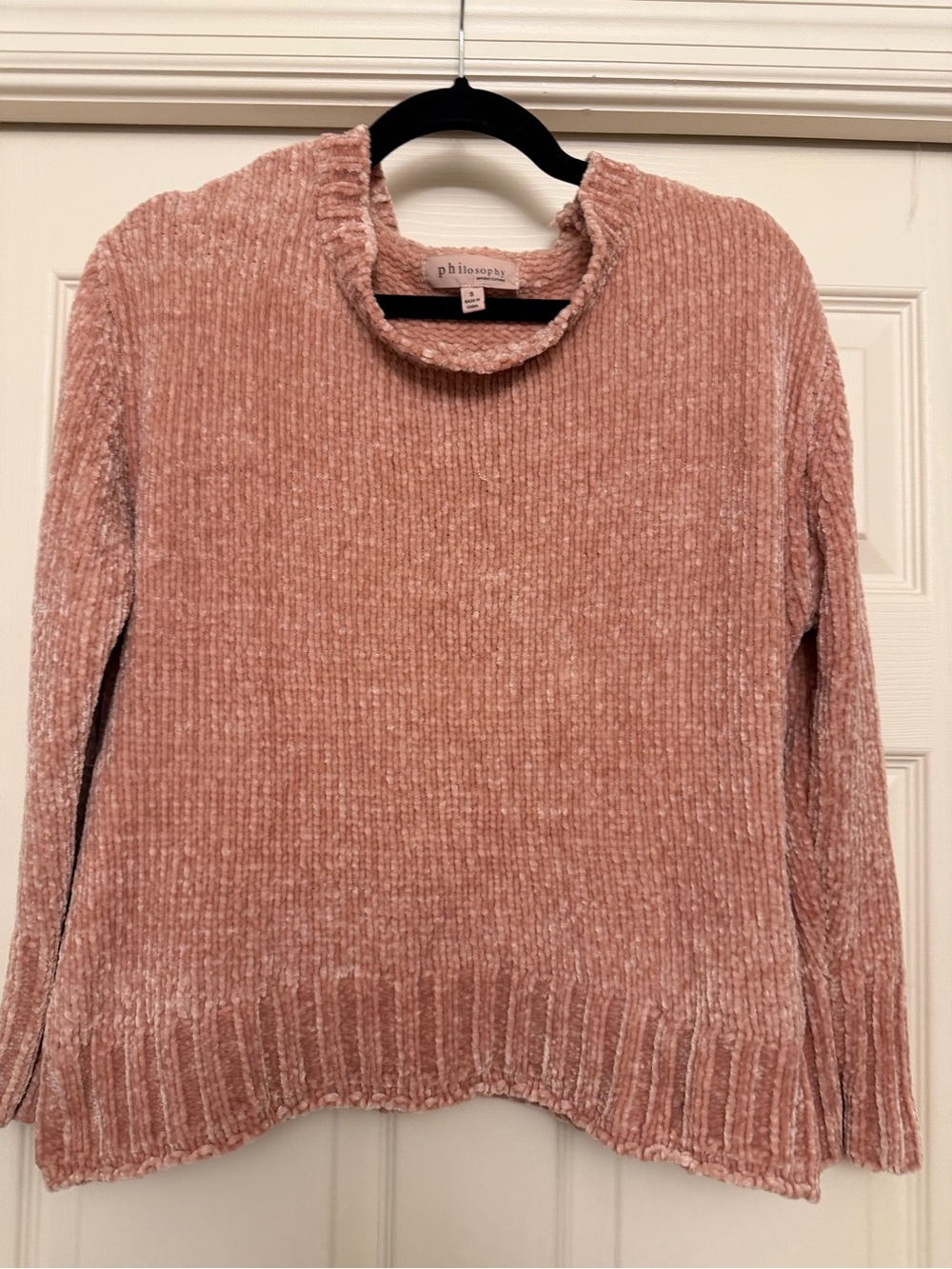Philosophy Oversized Plush Chenille Crewneck Sweater - Dusty Rose